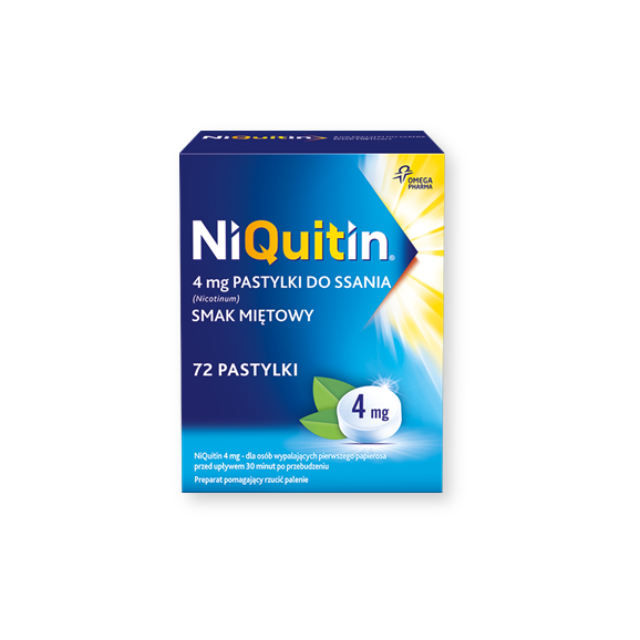 Niquitin, 4 mg, pastylki do ssania, smak miętowy, 72 szt. - zdjęcie produktu