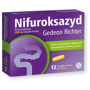Nifuroksazyd Gedeon Richter, 200 mg, kapsułki twarde, 12 szt. - zdjęcie produktu