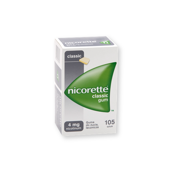 Nicorette Classic Gum, 4 mg, guma do żucia, 105 szt. - zdjęcie produktu