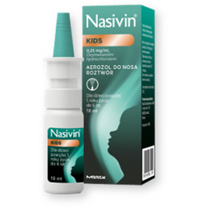 Nasivin Kids 0,025%, aerozol do nosa, 10 ml - zdjęcie produktu