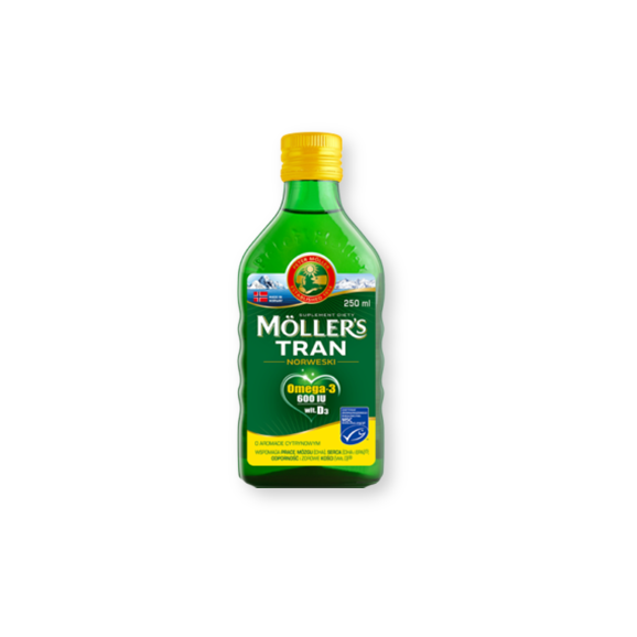 Mollers Tran Norweski, aromat cytrynowy, 250 ml - zdjęcie produktu