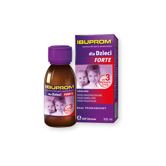 Ibuprom dla Dzieci Forte - 200 mg/5 ml, zawiesina doustna, pojemność 100 ml. - zdjęcie produktu