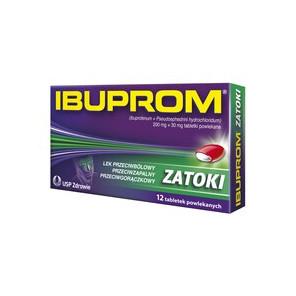 Ibuprom Zatoki, 200 mg + 30 mg, tabletki powlekane, 12 szt. - zdjęcie produktu