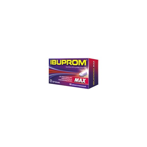 Ibuprom Max, 400 mg, tabletki drażowane, 48 szt. - zdjęcie produktu