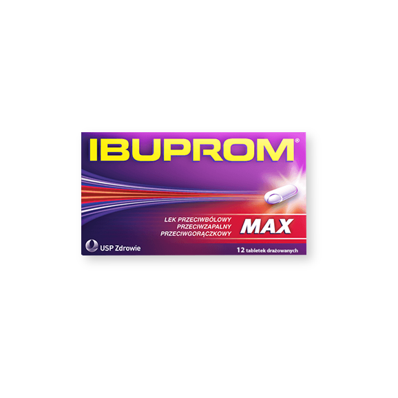 Ibuprom Max, 400 mg, tabletki drażowane, 12 szt. - zdjęcie produktu