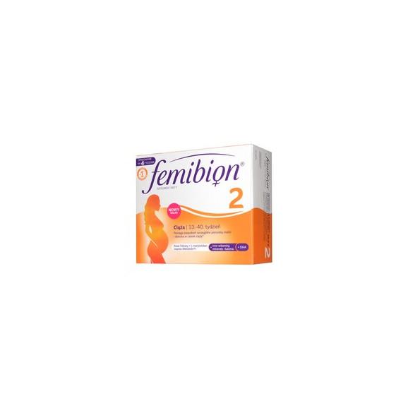 Femibion 2 Ciąża, kwas foliowy, tabletki powlekane + kapsułki miękkie, 28 szt. + 28 szt. - zdjęcie produktu