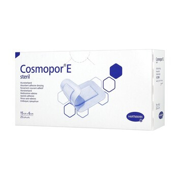 Cosmopor E, plastry opatrunkowe jałowe, 15 x 6 cm, 25 szt.
