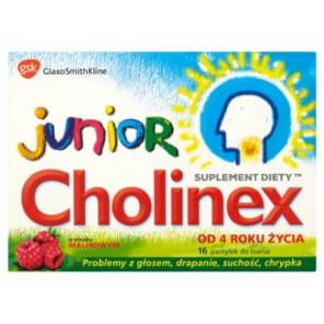 Cholinex Junior, pastylki do ssania, smak malinowy, 16 szt. - zdjęcie produktu