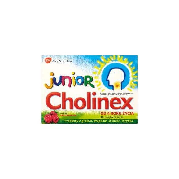 Cholinex Junior, pastylki do ssania, smak malinowy, 16 szt. - zdjęcie produktu