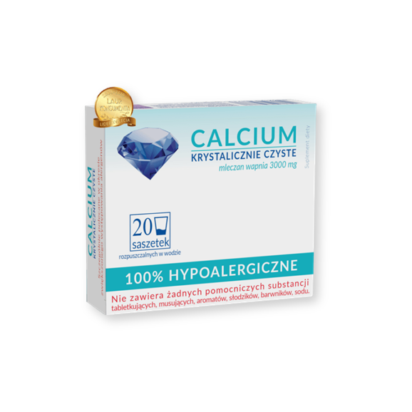 Calcium Krystalicznie Czyste, proszek, 100% hipoalergiczne, proszek w saszetkach, 20 szt. - zdjęcie produktu