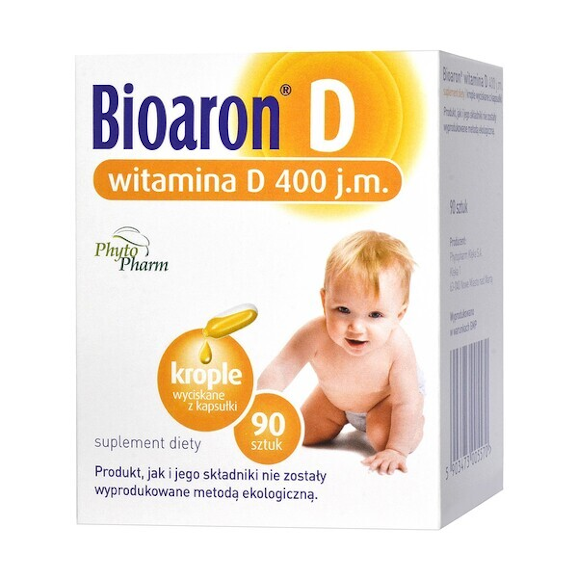 Bioaron D, 400 j.m., witamina D, krople wyciskane z kapsułki, 90 szt. - zdjęcie produktu