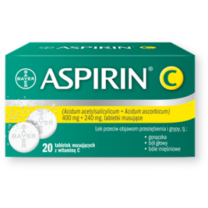 Aspirin C, 400 mg + 240 mg, tabletki musujące, 20 szt. - zdjęcie produktu