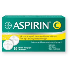 Aspirin C, 400 mg + 240 mg, tabletki musujące, 10 szt. - zdjęcie produktu