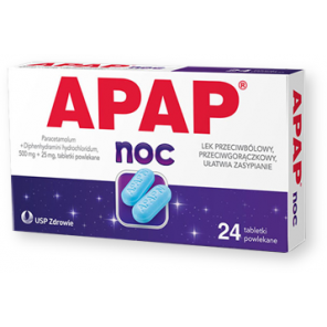 Apap Noc, 500 mg + 25 mg, tabletki powlekane, 24 szt. - zdjęcie produktu