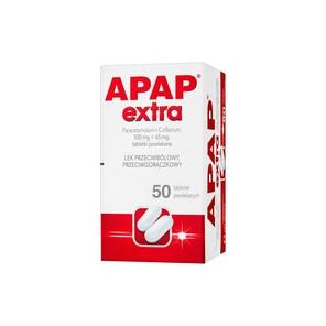 Apap Extra, 500 mg + 65 mg, tabletki powlekane, 50 szt. (butelka) - zdjęcie produktu