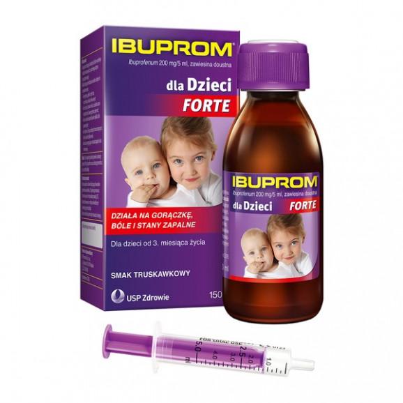 Ibuprom dla Dzieci Forte, 200 mg/5 ml, zawiesina doustna, 150 ml - zdjęcie produktu