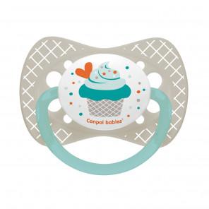 Canpol Cupcake, smoczek uspokajający, silikonowy, symetryczny, szary, 18m+, 1 szt. - zdjęcie produktu