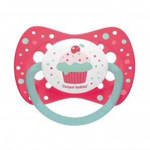 Canpol Cupcake, smoczek uspokajający, silikonowy, symetryczny, różowy, 6-18m, 1 szt. - zdjęcie produktu