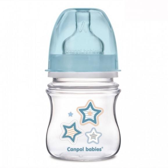 Canpol EasyStart, butelka szerokootworowa, antykolkowa, Newborn Baby, 0-3 miesiąca, niebieskie gwiazdki, 120 ml - zdjęcie produktu