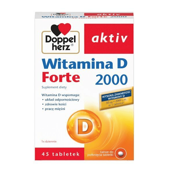Doppelherz aktiv Witamina D Forte 2000, tabletki, 45 szt. - zdjęcie produktu