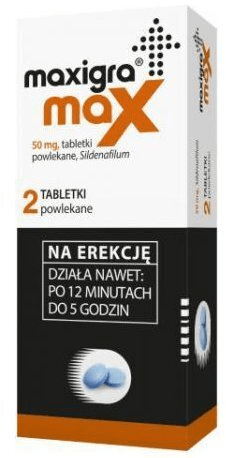 Maxigra Max, 50 mg, tabletki powlekane, 2 szt.