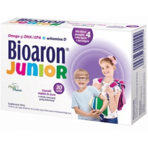 Bioaron Junior dla dzieci powyżej 4 roku i dorosłych, smak owocowej gumy balonowej, 30 kaps. - zdjęcie produktu