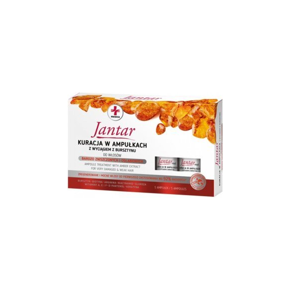 Jantar Medica, kuracja bursztynowa do włosów zniszczonych i osłabionych, 5 ml x 5 ampułek - zdjęcie produktu