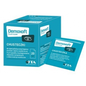 Demoxoft Plus Clean, chusteczki do specjalistycznej higieny powiek i skóry wokół oczu, 20 szt. - zdjęcie produktu