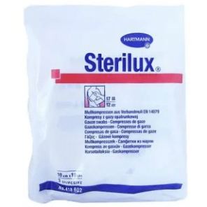 Sterilux, kompresy jałowe, 17-nitkowe, 12 warstwowe, 10 cm x 10 cm, 3 szt. - zdjęcie produktu