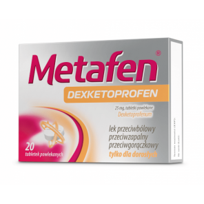 Metafen Dexketoprofen, 25 mg, 20 tabl. - zdjęcie produktu