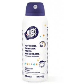 Kick the Tick Junior, potrójna ochrona przed kleszczami, komarami i meszkami, spray do stosowania na skórę, 90 ml - zdjęcie produktu