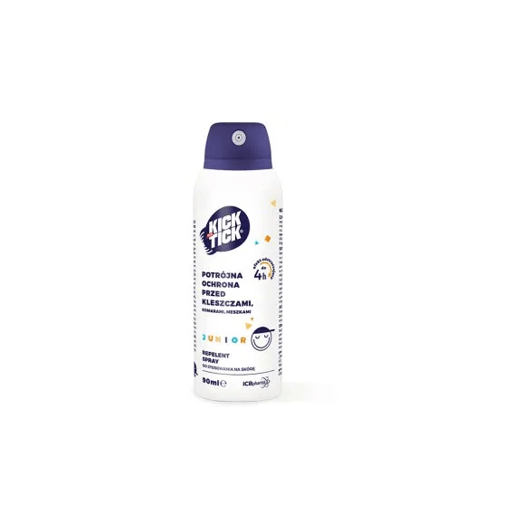 Kick the Tick Junior, potrójna ochrona przed kleszczami, komarami i meszkami, spray do stosowania na skórę, 90 ml - zdjęcie produktu