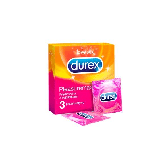 Durex Pleasuremax, prezerwatywy prążkowane z wypustkami, 3 szt. - zdjęcie produktu