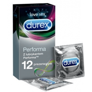 Durex Performa, prezerwatywy z lubrykantem przedłużającym stosunek, 12 szt.