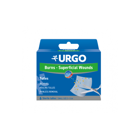 Urgo, Opatrunek na oparzenia i rany powierzchniowe, 5 x 5 cm, 6 szt. - zdjęcie produktu