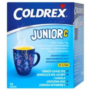 Coldrex Junior C, proszek do sporządzania roztworu doustnego, smak cytrynowy, saszetki, 10 szt. - zdjęcie produktu