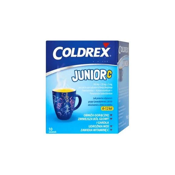Coldrex Junior C, proszek do sporządzania roztworu doustnego, smak cytrynowy, saszetki, 10 szt. - zdjęcie produktu