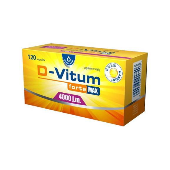 D-Vitum forte MAX 4000 j.m., kapsułki, 120 szt. D-Vitum forte MAX 4000 j.m., kapsułki, 120 szt. - zdjęcie produktu