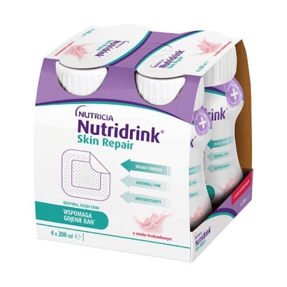 Nutridrink Skin Repair, preparat odżywczy, smak truskawkowy, 4 x 200 ml - zdjęcie produktu
