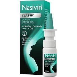 Nasivin Classic 0,5 mg/ml, aerozol do nosa, 10 ml - zdjęcie produktu