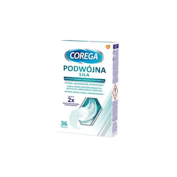 Corega Tabs Podwójna siła, tabletki do czyszczenia protez zębowych, 36 tabl. - zdjęcie produktu