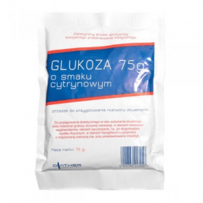 Glukoza Diather, proszek do sporządzania roztworu doustnego, smak cytrynowy, saszetka, 75 g, 1 szt. - zdjęcie produktu