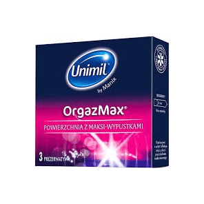 Prezerwatywy Unimil orgazmax, nawilżane, lateksowe, 3 sztuki - zdjęcie produktu