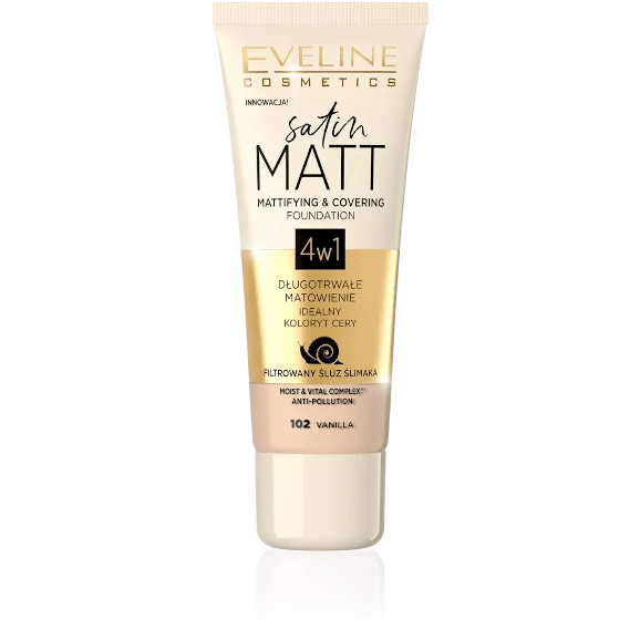 Podkład matujący Eveline Satin Matt, 102 VANILLA, 30 ml - zdjęcie produktu