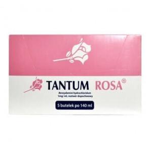 Tantum Rosa, 1 mg/ml, roztwór dopochwowy, 140 ml, 5 butelek - zdjęcie produktu