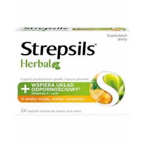 Strepsils Herbal, tabletki do ssania bez cukru, smak miodu, melisy i propolisu, 24 szt. - zdjęcie produktu