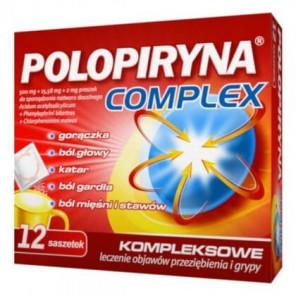Polopiryna Complex 500 mg + 2 mg + 15,58 mg, proszek, saszetki, 12 szt. - zdjęcie produktu