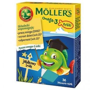 Mollers Omega-3 Rybki, żelki, smak jabłkowy, 36 szt. - zdjęcie produktu