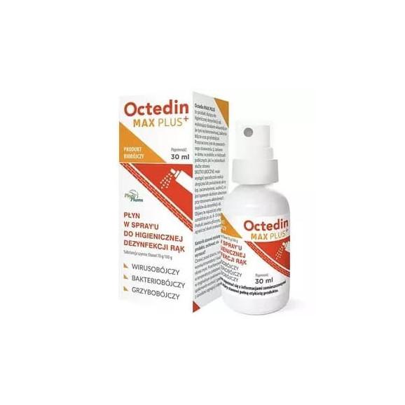Octedin Max Plus, płyn do higienicznej dezynfekcji rąk, spray, 30 ml - zdjęcie produktu