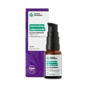 Olejek Konopny Cosma Cannabis, Naturalna Odporność, CBD 20 mg + Witamina D3 4000 IU, 15 ml - zdjęcie produktu